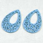 Wooden embellishments, blue, 0.2cm x 2.5cm x 3.5cm, 2 Piece