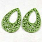 Wooden embellishments, green, 0.2cm x 2.5cm x 3.5cm, 2 Piece