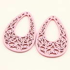 Wooden embellishments, Wood, pink, 3.4cm x 4.9cm x 0.2cm, 2 pieces