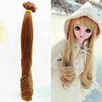 Dolls hairs, Rayon, brown, 22cm x 100cm, 1 piece