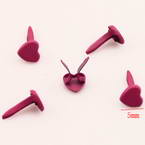 Decorative Brads & eyelets, High quality metal alloy, Pinkish red, 5mm x 5mm x 9mm, 20 pieces