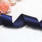 Double faced Colour Ribbons, Polyester, Dark blue, 92cm x 3.8cm