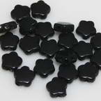 Beads, Acrylic, black, Flower shape, 10mm x 10mm x 3mm, 11g, 50 Beads