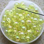 Beads, AB Splendour Beads, Acrylic, Yellow, Spherical, Diameter 6mm, 5g, 50 Beads
