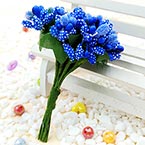 Mini Bouquet Flower Stamen - Speckled, Dark blue, 12 pieces, Long 9.5cm