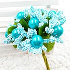 Mini Bouquet Flower Stamen - Imitation Pearl, Light blue, 10 pieces, Long 9cm