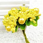 Mini Bouquet Flower Stamen - Imitation Pearl, Yellow, 10 pieces, Long 9cm