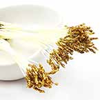 Micro stamens for cake decoration - Long head, Flower stamen, Gold colour, 95 pieces, 8cm