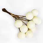 Berries, foam and wires, Cream colour, 10 pieces, 1cm x 1cm x 13.5cm