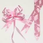 Automatic Ribbon bow, pink, white, 10 Flower bows, 10cm x 8cm x 4cm