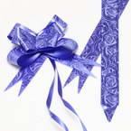 Automatic Ribbon bow, blue, white, 10 Flower bows, 10cm x 8cm x 4cm