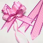 Automatic Ribbon bow, pink, white, 3 Flower bows, 20cm x 15cm x 7cm