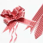 Automatic Ribbon bow, Burgandy, white, 3 Flower bows, 20cm x 15cm x 7cm