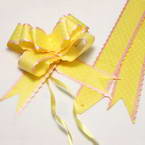 Automatic Ribbon bow, Yellow, white, 3 Flower bows, 20cm x 15cm x 7cm