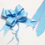 Automatic Ribbon bow, blue, white, 3 Flower bows, 20cm x 15cm x 7cm