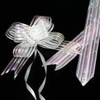 Automatic Ribbon bow, white, 2 Flower bows, 13cm x 10cm x 4cm