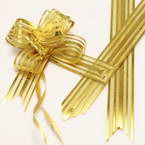 Automatic Ribbon bow, Gold colour, 2 Flower bows, 13cm x 10cm x 4cm