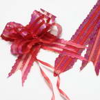 Automatic Ribbon bow, Organza, red, 2 Flower bows, 19cm x 14cm x 6cm