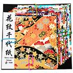Yuzen Chiyogami floral patterns, Assorted colours, 10cm x 10cm, 10 sheets, 70 gsm
