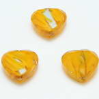 Glass beads, Glass, Yellow-Orange , Faceted heart shape, 16mm x 16mm x 6mm, 1 Bead