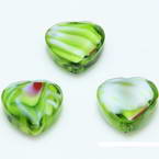 Glass beads, Glass, Light green , Faceted heart shape, 16mm x 16mm x 6mm, 1 Bead