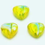 Glass beads, Glass, Yellow , Faceted heart shape, 16mm x 16mm x 6mm, 1 Bead