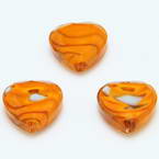 Glass beads, Glass, Orange , Faceted heart shape, 16mm x 16mm x 6mm, 1 Bead