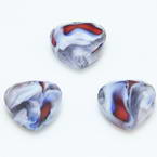 Glass beads, Glass, Grey , White , Faceted heart shape, 16mm x 16mm x 6mm, 1 Bead