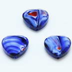 Glass beads, Glass, Dark blue , Faceted heart shape, 16mm x 16mm x 6mm, 1 Bead