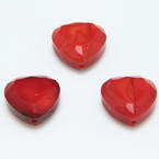 Glass beads, Glass, Burgandy , Faceted heart shape, 16mm x 16mm x 6mm, 1 Bead