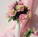 Mesh Nylon flower making kit, Olive-Green, pink, 10 flowers, Rose